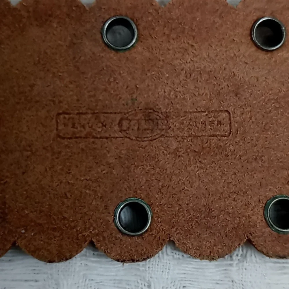 Fossil Brown Leather Belt With Coin Details Scalloped Edges And Grommets Size M - Picture 11 of 14